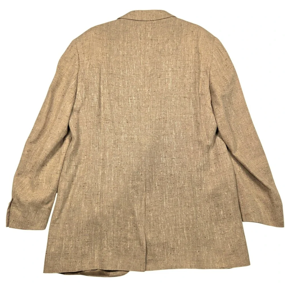 Ermenegildo Zegna Sport Coat Mens 48 L Tan Silk Wool Slub Blazer Made in Italy